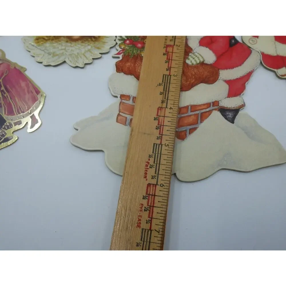 VTG Christmas Merrimack Die Cut Ornaments Victorian Style Lot of 14 Angel Santa